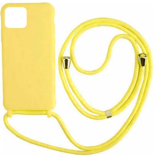 Cord Silicone back Case με κορδόνι για Iphone 13 yellow*