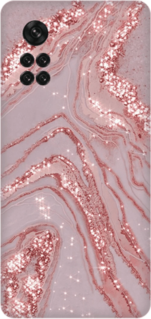 Glossy Marble Custom Silicone case Θήκη για Xiaomi Poco m4 Pro 4G pink