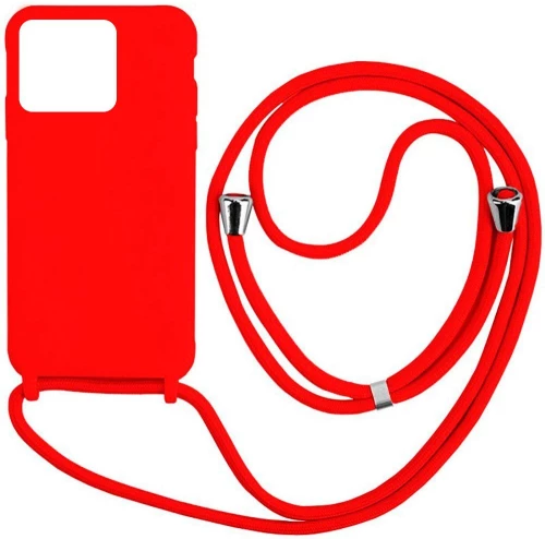 Cord Silicone back cover Case με κορδόνι Θήκη για Iphone 14 Pro Max red*