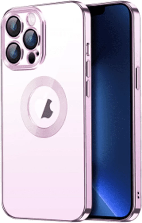 Electroplated Clear Case With Logo Ring Θήκη για iPhone 14 Pro Max Transparent / Pink