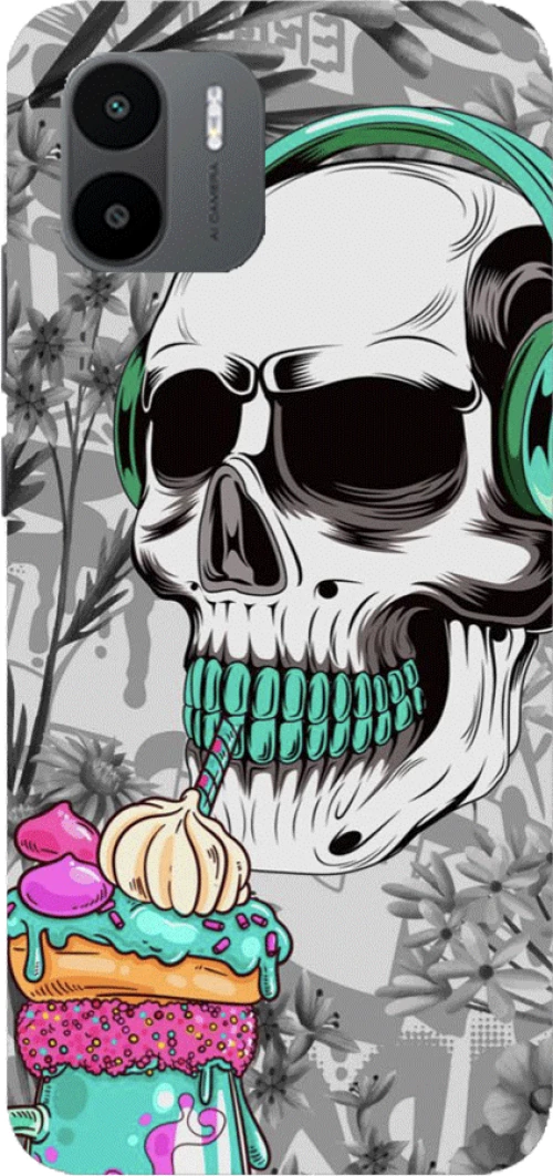 Skull Silicone case for Xiaomi Redmi A1 white