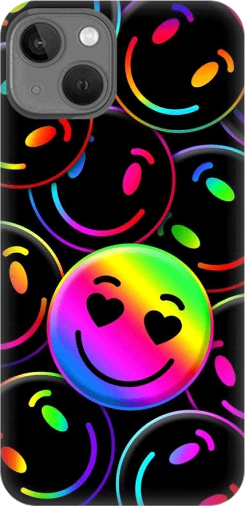 Glossy Emoji Heart Custom Silicone Case Θήκη για Iphone 14 black