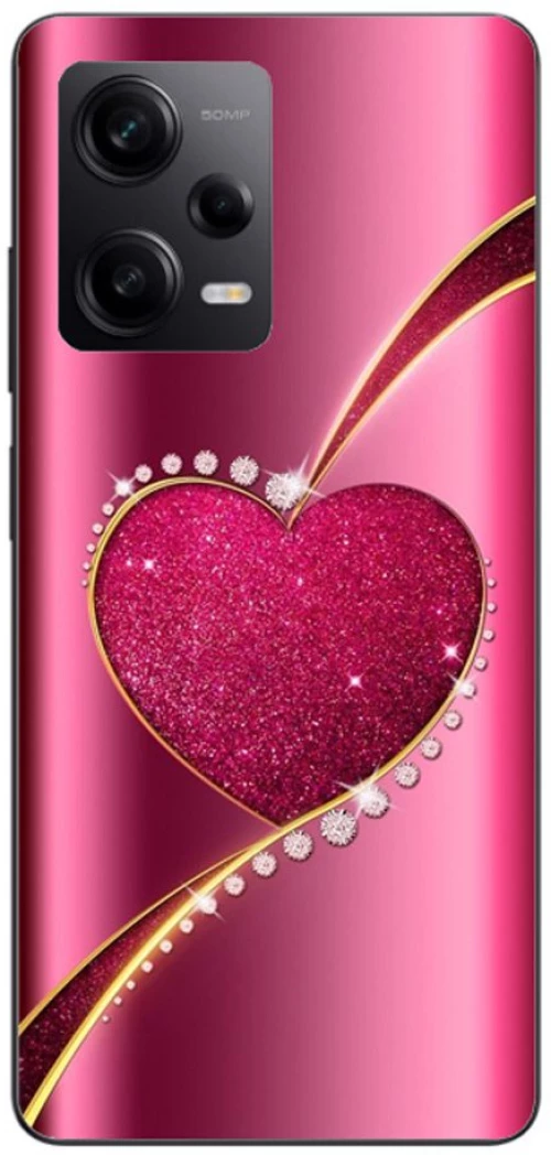 Shining Heart Silicone Case θήκη για Xiaomi Redmi note 12 pro 5g pink