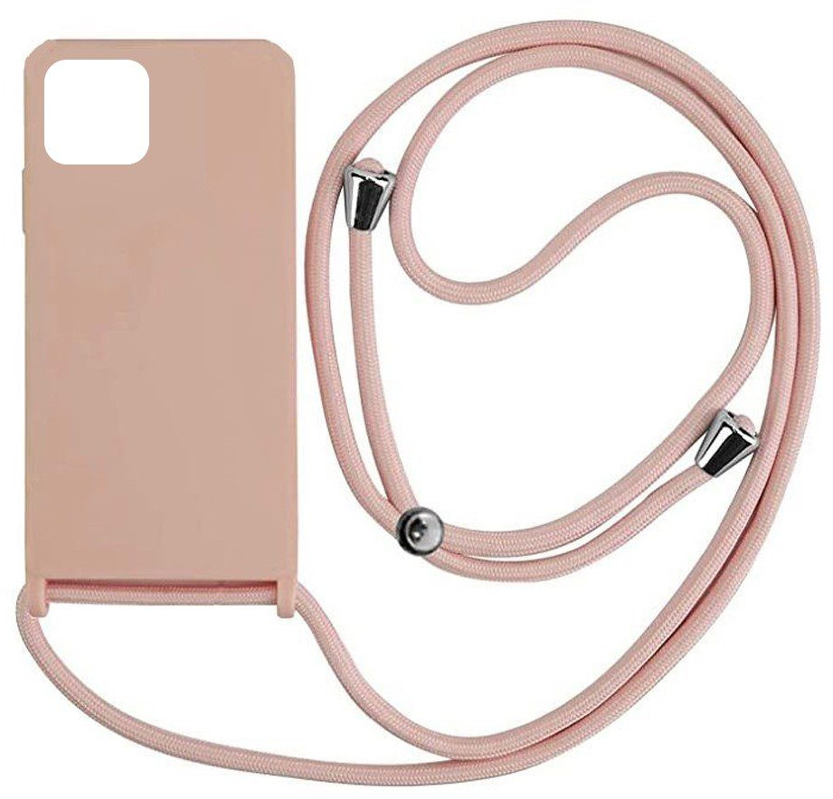 Cord Silicone back cover Case με κορδόνι Θήκη για Iphone 15 nude