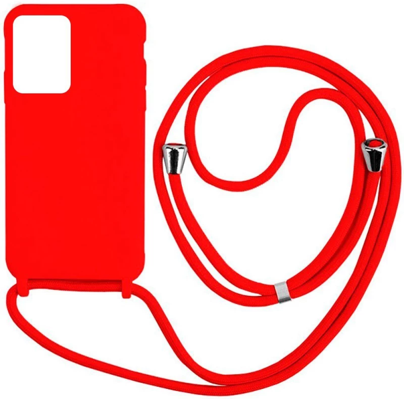 Cord Silicone back cover θηκη με κορδόνι για Xiaomi Redmi Note 12 4G red