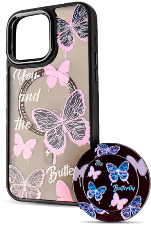BOTER Case MagSafe + MagPopsocket Θηκη για iPhone 15 Pro Max Butterflies