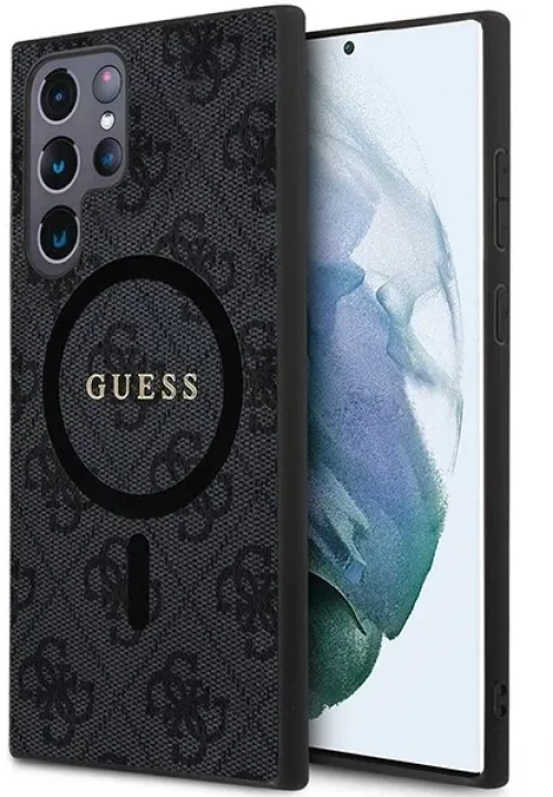 Guess 4G Collection Leather Metal Logo MagSafe θηκη για Samsung Galaxy S24 Ultra Black