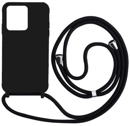Cord Silicone back cover θηκη με κορδόνι για Xiaomi Redmi 13C black