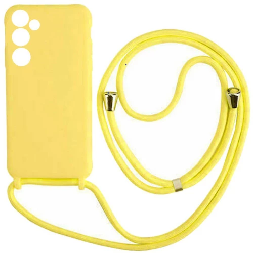 Cord Silicone back cover θηκη με κορδόνι για Samsung Galaxy A14 yellow