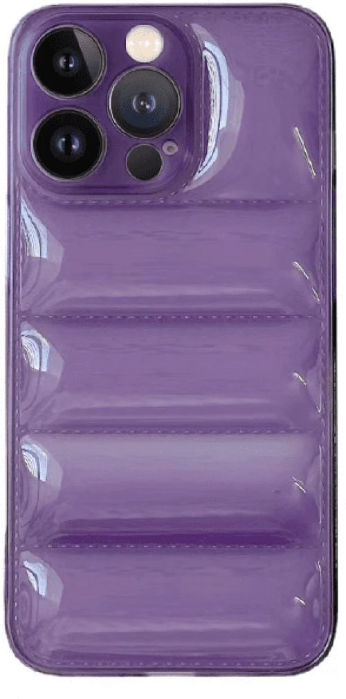 Fashion Soft Touch PUFFER Θήκη για iPhone 14 Pro Max Purple Tranparent