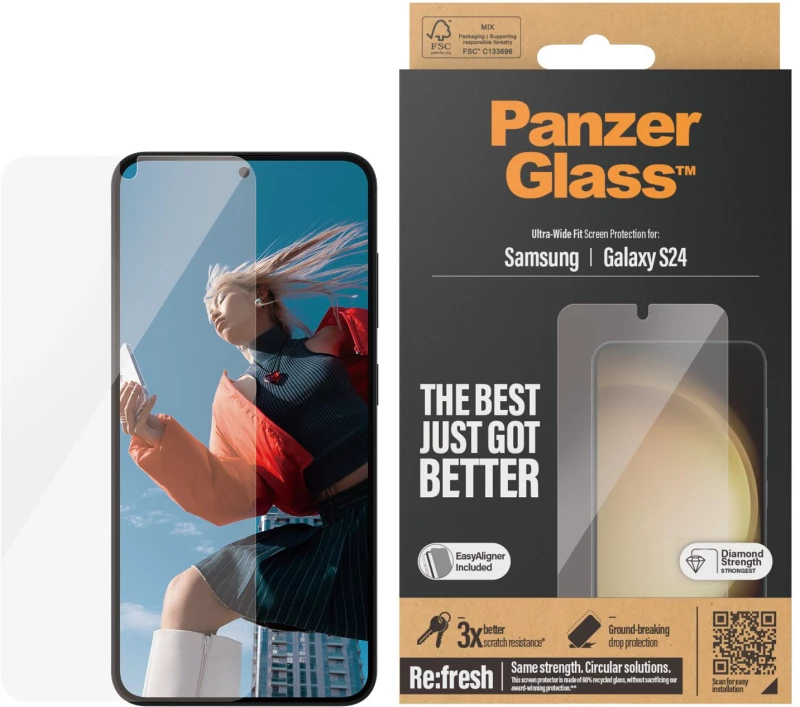 PanzerGlass Screen Protector Samsung Galaxy S24 | Ultra-Wide Fit wApplicator Τζαμάκι Υψηλής Προστασίας