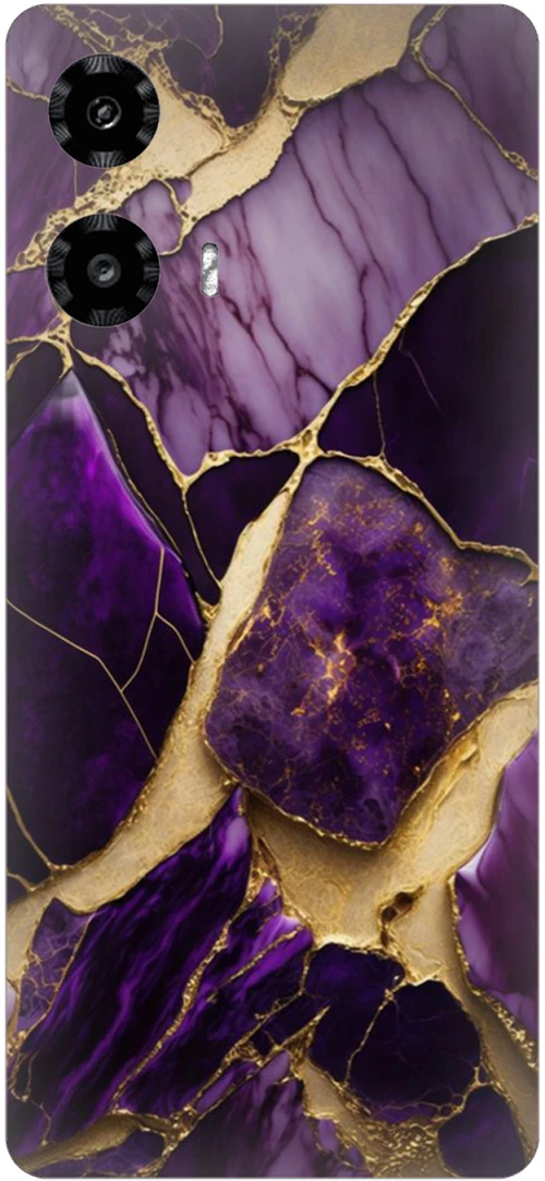 Marble Black-Purple Silicone Case θήκη για Motorola Moto G04 4G