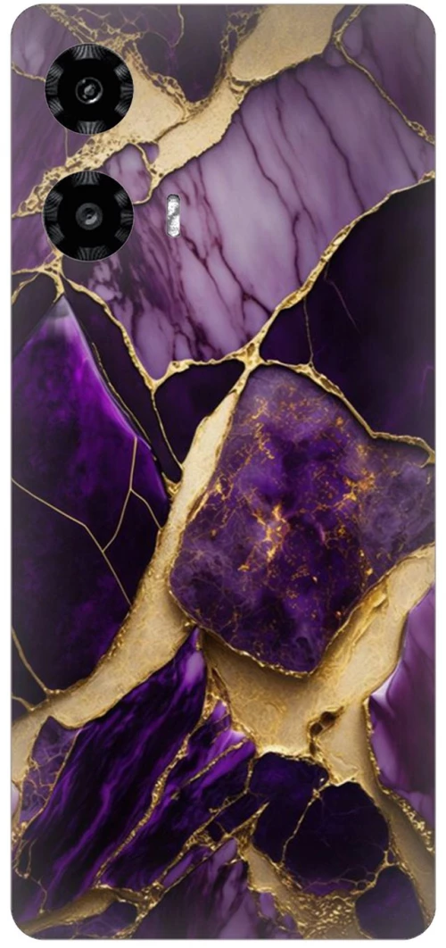 Marble Black-Purple Silicone Case θήκη για Motorola Moto G34 5G