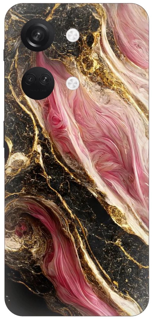 Marble Black-Pink Silicone Case θήκη για OnePlus Nord 3 5G