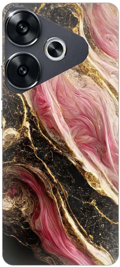 Marble Black-Pink Silicone Case θήκη για Xiaomi Poco F6 5G