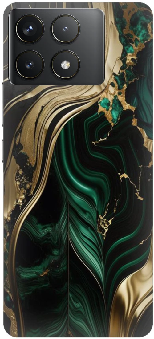 Marble Green-Gold Silicone Case θήκη για Xiaomi Poco F6 Pro 5G