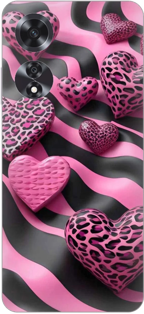Leopard Hearts Silicone Case θήκη για OPPO A60 4G