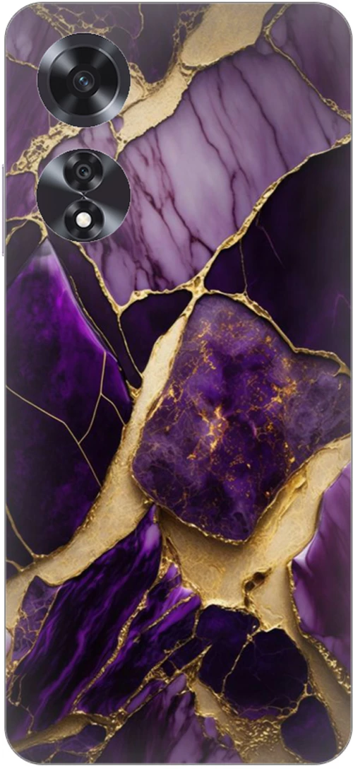 Marble Black-Purple Silicone Case θήκη για OPPO A60 4G