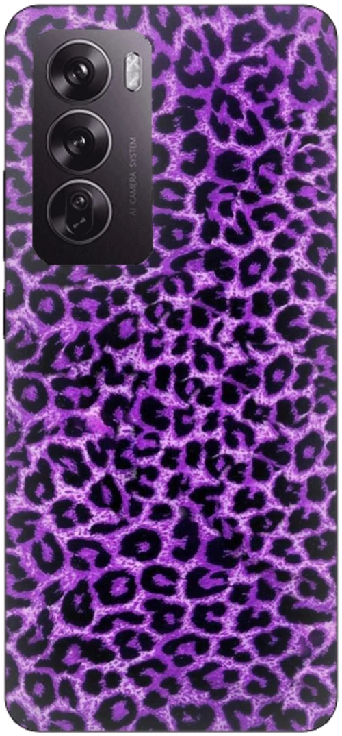 Animal Print Leopard Purple Silicone Case θήκη για OPPO Reno12 Pro 5G