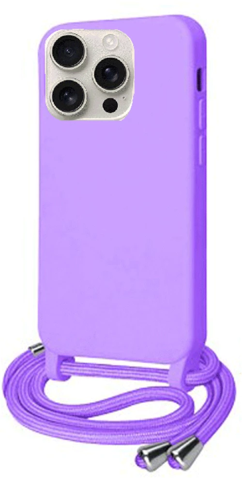 Cord Silicone back cover Case με κορδόνι Θήκη για Iphone 16 pro purple
