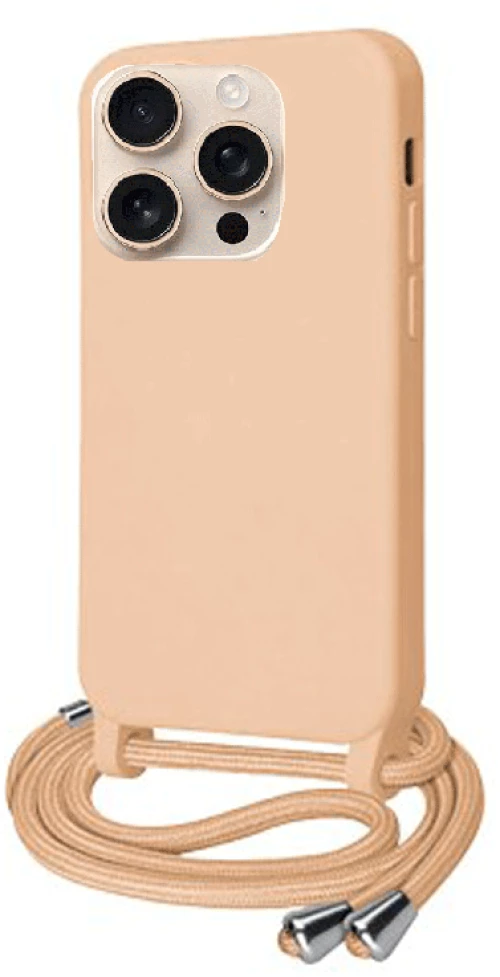 Cord Silicone back cover Case με κορδόνι Θήκη για Iphone 16 pro max nude