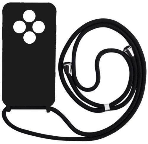 Cord Silicone back cover θηκη με κορδόνι για Poco C75 black