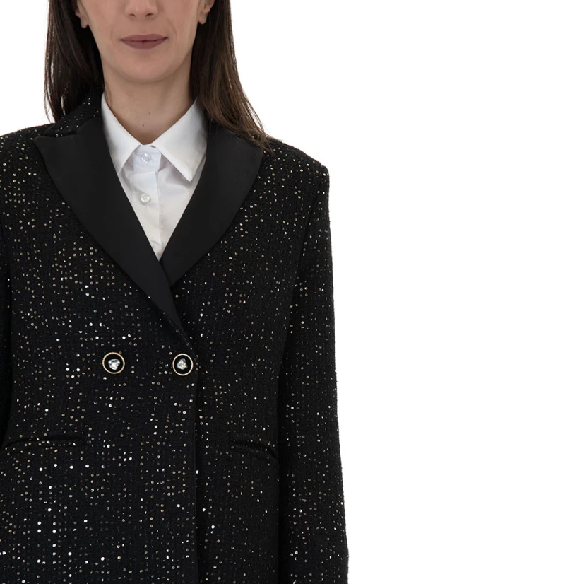 TWENTY-29 SEQUINED COAT WOMEN TWENTY-29 ΜΑΥΡΟ (TNT-29-8979-BLACK)