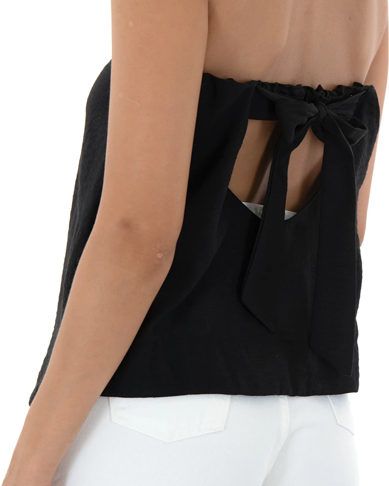 BAKER'S DOZEN STRAPLESS RELAXED FIT TOP WOMEN BAKER'S DOZEN ΜΑΥΡΟ (BKR-LD1090-BLACK)