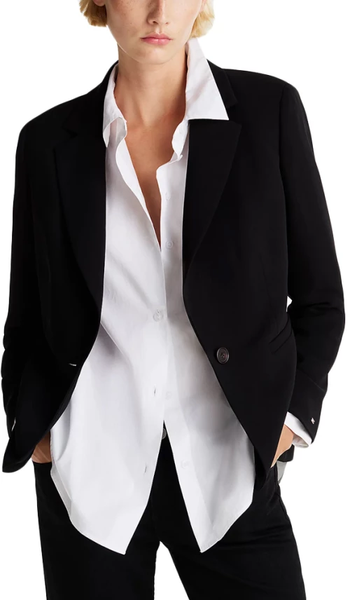 TOMMY HILFIGER CREPE SLINGLE BREASTED SLIM FIT BLAZER WOMEN TOMMY HILFIGER ΜΑΥΡΟ (WW0WW44096-BDS)