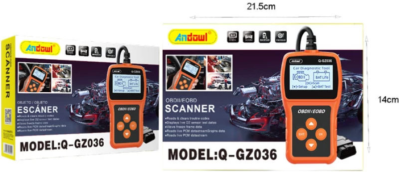 Andowl Ψηφιακό διαγνωστικό αυτοκινήτων OBDII/EOBD Q-GZ36  - Scanner Q-GZ36