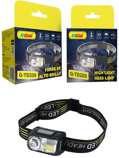 Andowl Επαναφορτιζόμενος Φακός Κεφαλής LED Αδιάβροχος με Μέγιστη Φωτεινότητα 400lm Q-TD208 - High Light Head Lamp