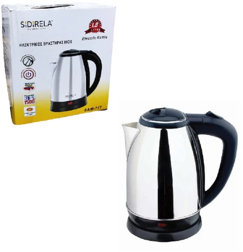 Sidirela Ανοξείδωτος Ηλεκτρικός Βραστήρας Inox 1.80lt 1500W SAM-717 - Electric Kettle
