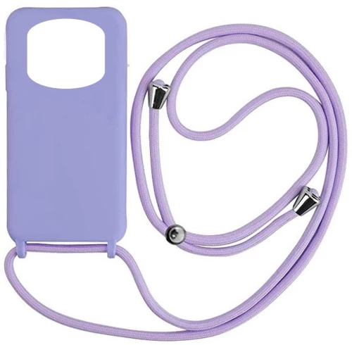 Cord Silicone back cover θηκη με κορδόνι για Xiaomi Note 14 Pro 5G violet