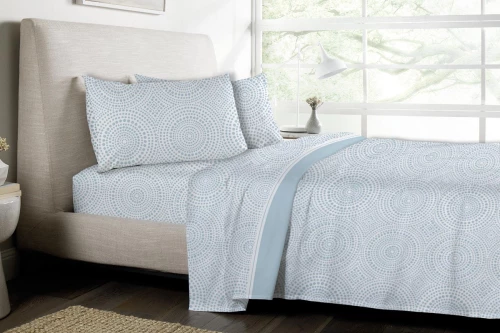 Παπλωματοθήκη Φανέλα Μονή Εμπριμέ Ιταλίας 100% Βαμβάκι 160x240εκ 2537 Γαλάζιο Viopros