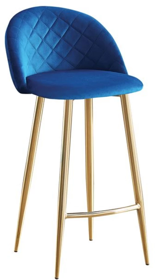 BELLA Σκαμπό BAR με Πλάτη, Βάση Χρώμιο Χρυσό, Ύφασμα Velure Απόχρωση Μπλε 48x52x70/94υψ Woodwell 23575 ΕΜ758,3G