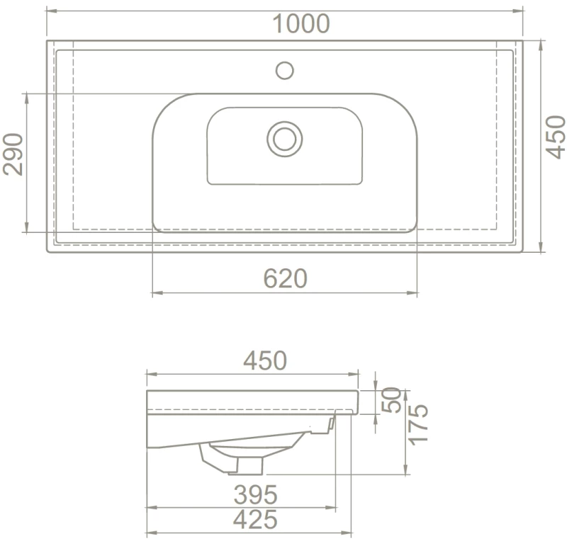 Επικαθήμενος Νιπτήρας Πορσελάνης 100x45cm Cerastyle Frame 031400-u Λευκό