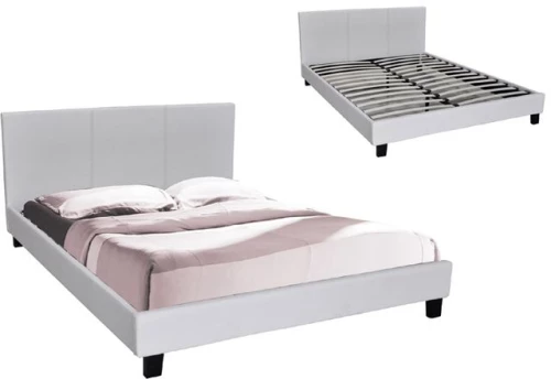 WILTON Κρεβάτι Διπλό, για Στρώμα 160x200cm, PU Άσπρο 169x213x89υψ Woodwell 15641 Ε8054,1