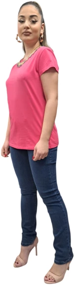 Γυναικείο T-shirt με διακοσμητικές πέτρες ΡΟΖ