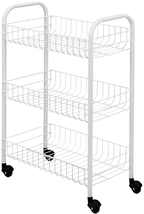 Τρόλλευ 3 Ράφια Συρμάτινο Λευκό 41x23x63υψ Siena Metaltex 340633