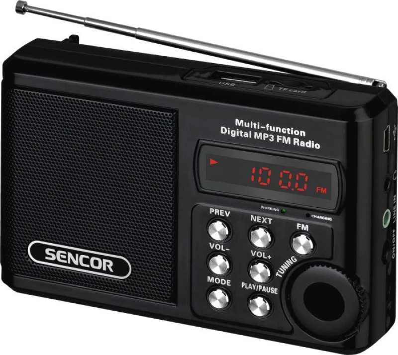 Φορητό Ραδιόφωνο FM/MW/SW με USB, Micro SD, MP3 3,5mm 2W Sencor SRD 215 B Μαύρο
