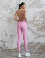 Cross Striped Jumpsuit Push-Up και Σμίλευσης Lismina 2406 Pink