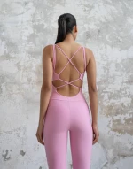 Cross Striped Jumpsuit Push-Up και Σμίλευσης Lismina 2406 Pink