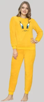 Πιτζάμα Γυναικεία Fleece 8170 - ΚΙΤΡΙΝΟ