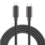 Naxius Cable Braided Type-C_Lightning 2m NXCBCL-PD28 480Mbps_27W 2.4A Black Naxius