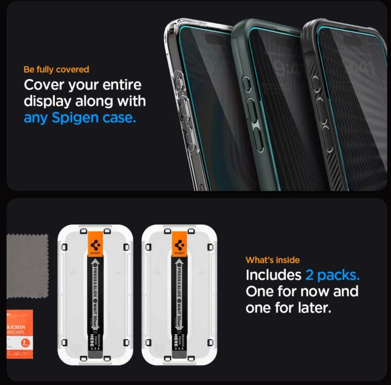 Spigen EZ Fit GLAS.tR Privacy 2PCS-Apple iPhone 15 Pro Max (AGL06874)