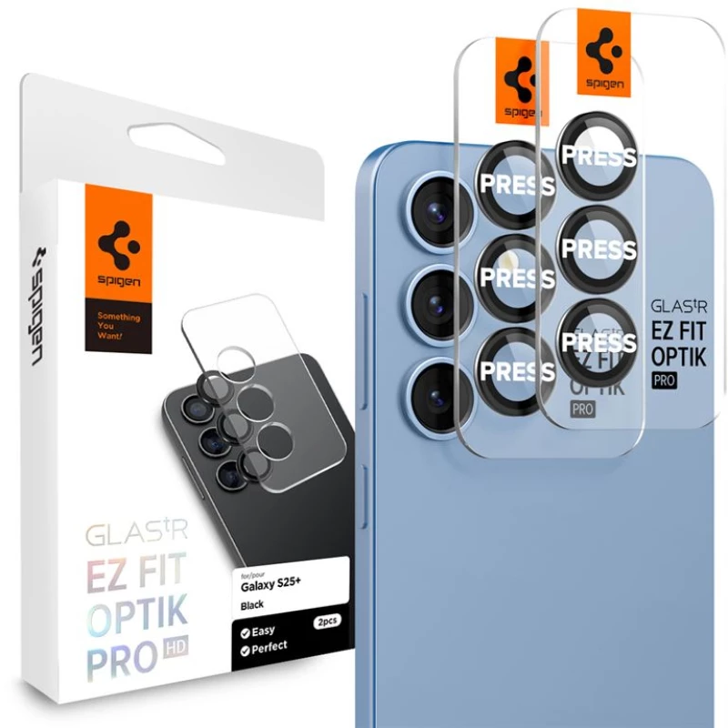 Spigen Glass tR EZ Fit Optik Pro HD 2 Pack Black-Samsung Galaxy S25+ Plus (AGL09088)