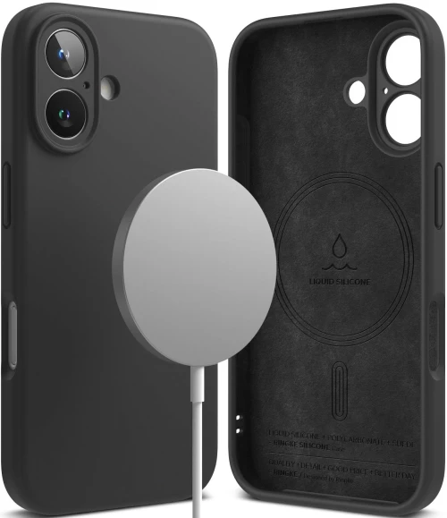 Θήκη Ringke Silicone Magnetic MagSafe Black-Apple iPhone 16