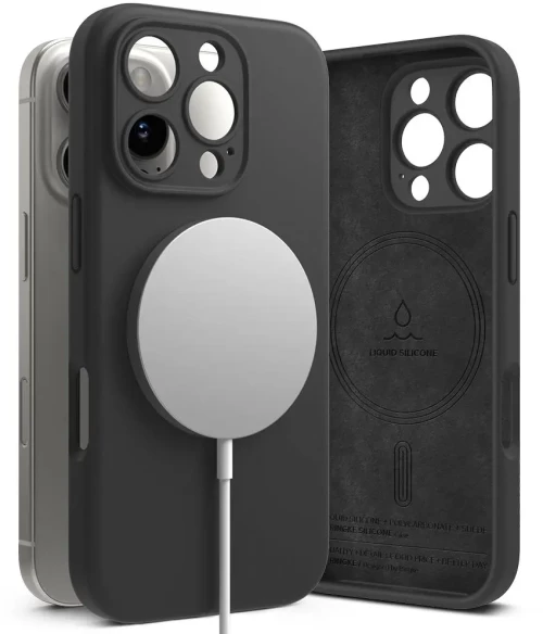 Θήκη Ringke Silicone Magnetic MagSafe Black-Apple iPhone 16 Pro