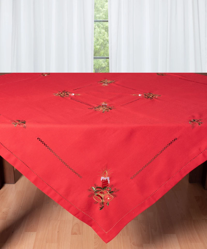 Χριστουγεννιάτικο τραπεζομάντηλο (180cm x 180cm) 1982 κόκκινο - -
