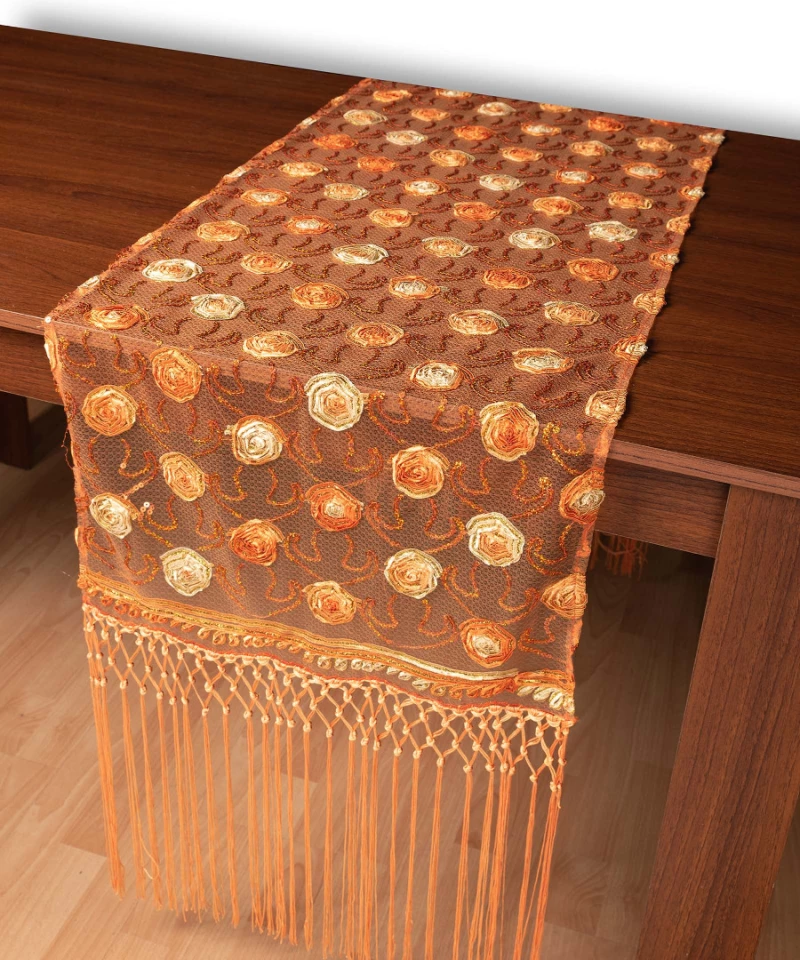 Τούλινη καρέ τραβέρσα 264-17 (50cm x 200cm) πορτοκαλί - -